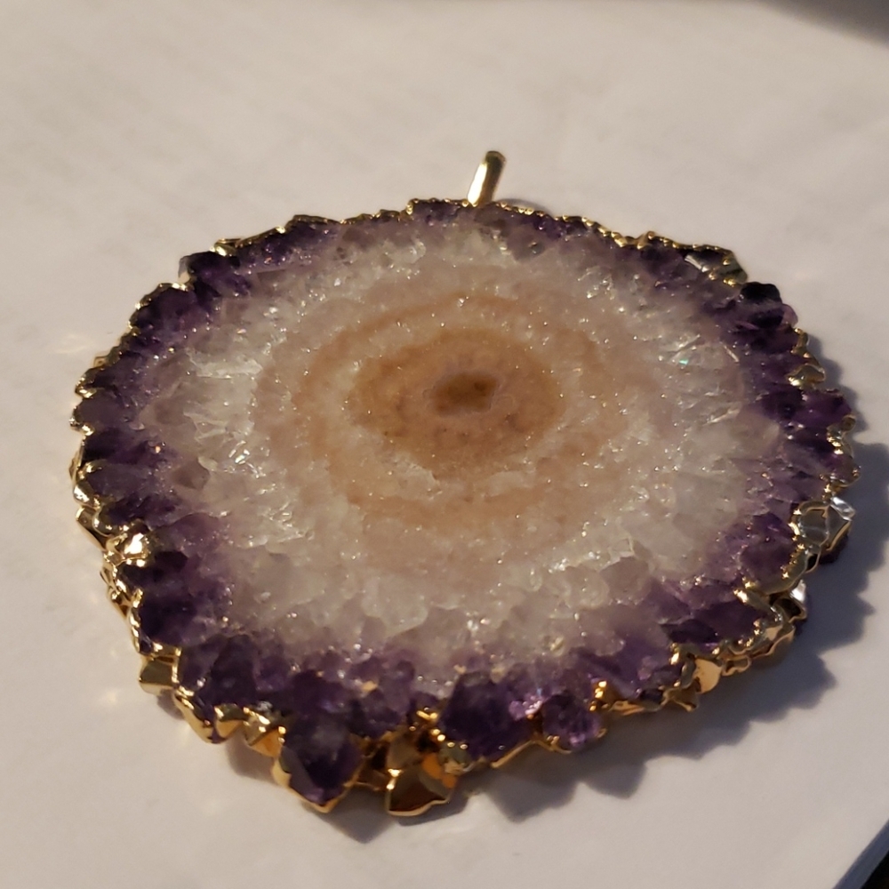 Vintage (90s) Kuwaiti Gold Plated Amethyst Pendant - Picture 5 of 5